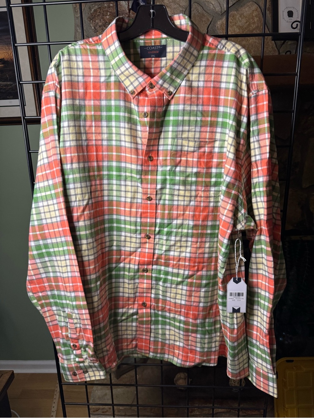 Coast NWT Orange Green Plaid Button-Down Shirt